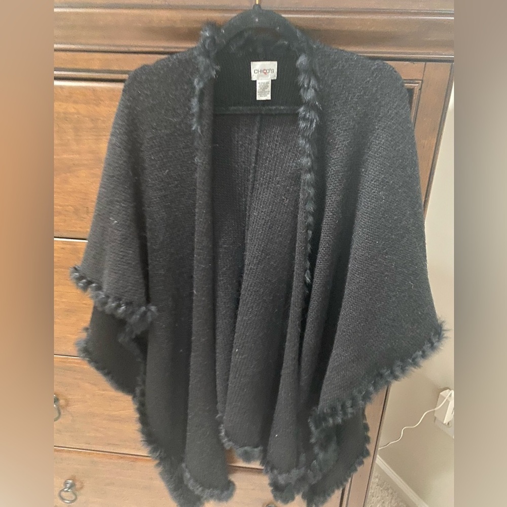 Black fur trimmed wrap